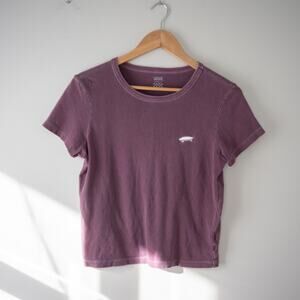 Burgundy Vans Cropped Baby Tee